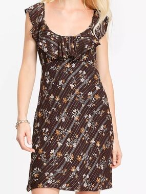 NWT LOFT Shimmer Floral Ruffle Mini Dress